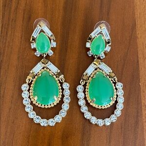 Kate Spade Amalfi Coast green crystal gold chandelier drop earrings